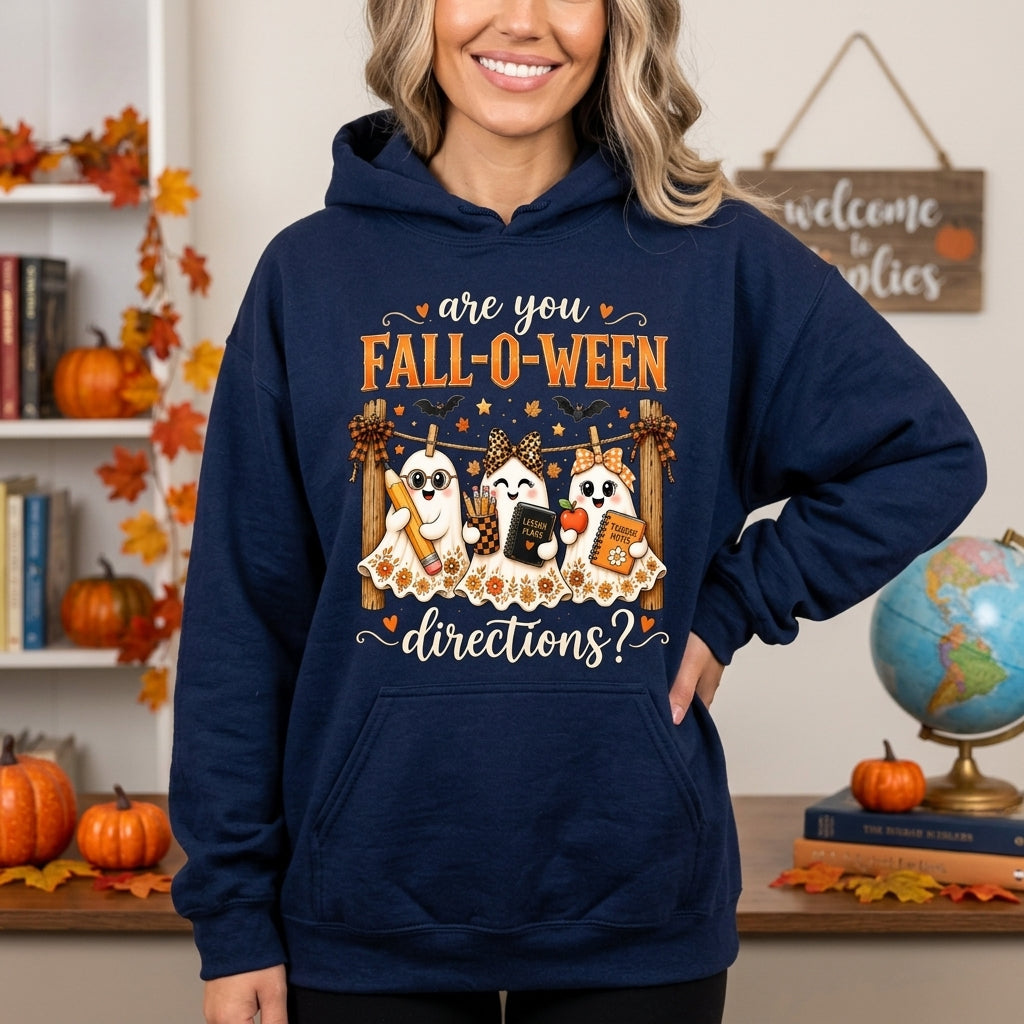 Fall-O-Ween Ghost Teacher T-shirt Sweatshirt Hoodie - Cute Personalized Kindergarten Teacher Gift - mockup 3
