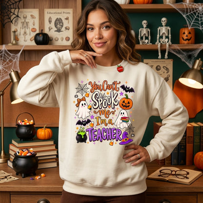 You Can't Spook Me I'm A Teacher Vintage Halloween T-shirt Sweatshirt Hoodie - mockup 2