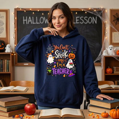 You Can't Spook Me I'm A Teacher Vintage Halloween T-shirt Sweatshirt Hoodie - mockup 3