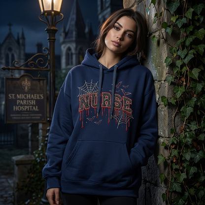 Spooky Bleeding Glitter Nurse Halloween T-shirt Sweatshirt Hoodie - Gothic Nurse Gift - mockup 3