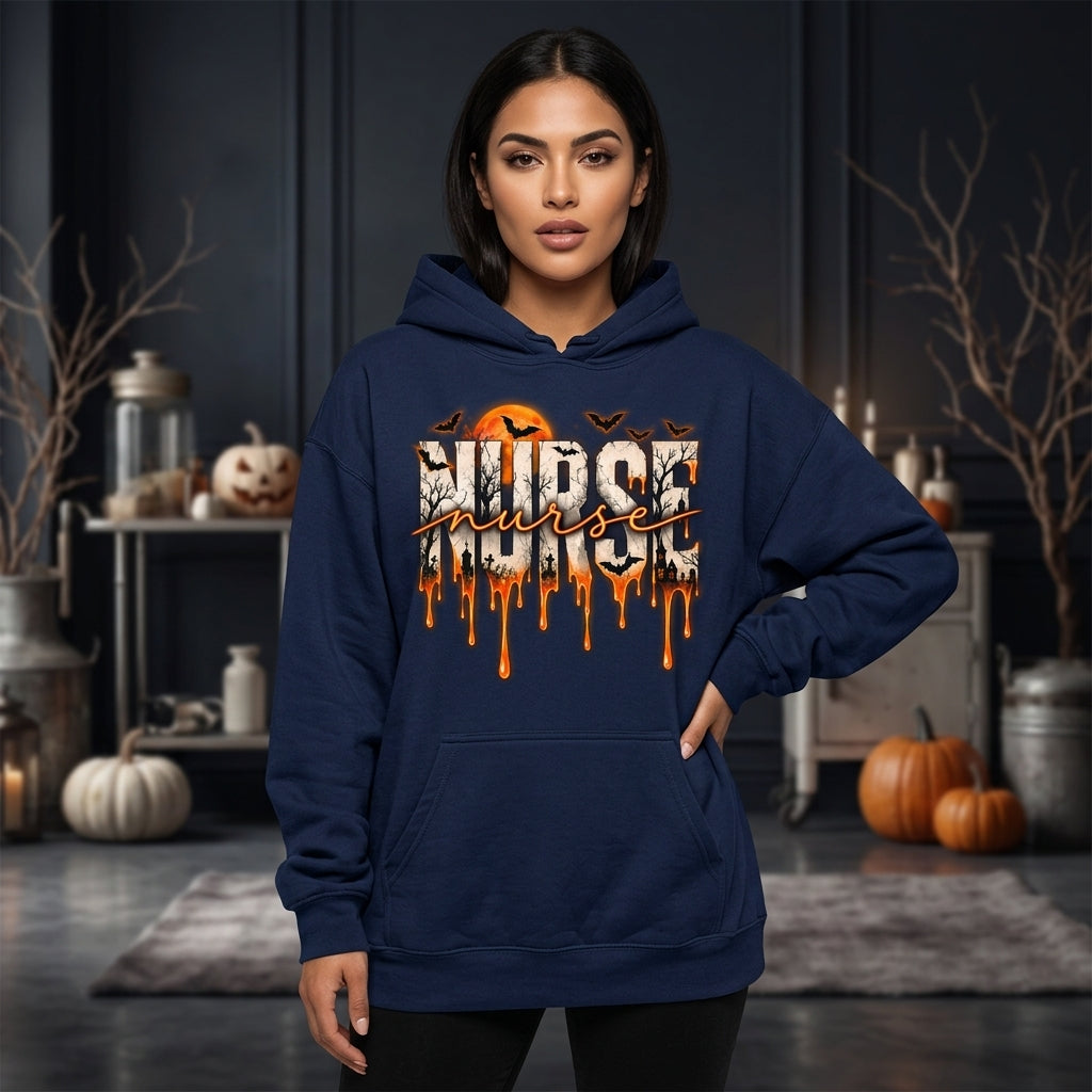 Spooky Graveyard Scene Nurse Halloween T-shirt Sweatshirt Hoodie - Nurse Gift - mockup 3