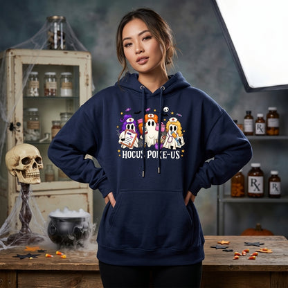 Hocus Poke-us Witch Nurse Halloween T-shirt Sweatshirt Hoodie - Spooky Medical Gift - mockup 3