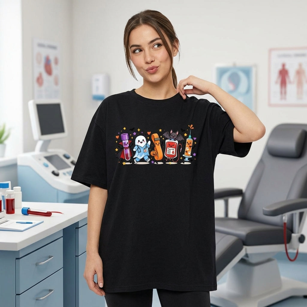 Cute Halloween Phlebotomist Occupation Doodles T-shirt Sweatshirt Hoodie - Medical Gift - mockup 2