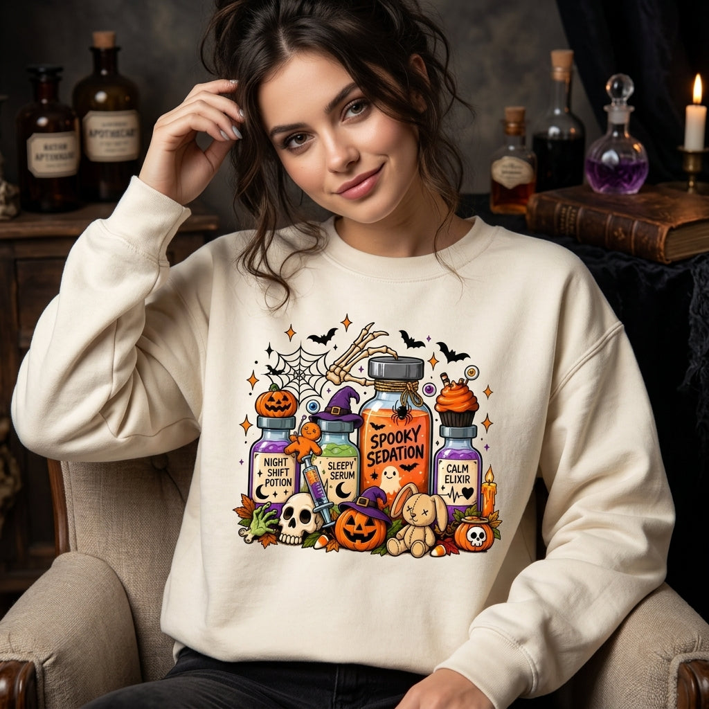 Anesthesia Halloween Spooky Sedation T-shirt Sweatshirt Hoodie - Nurse Gift - mockup 1