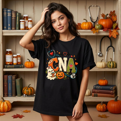 Cute Ghost & Pumpkin 23 CNA Halloween T-shirt Sweatshirt Hoodie – Nursing Assistant Gift - mockup 2
