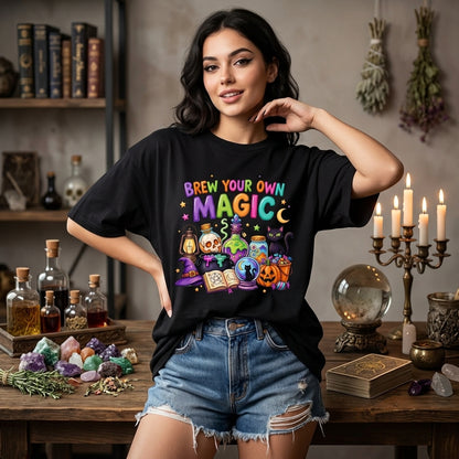Brew Your Own Magic Halloween T-shirt Sweatshirt Hoodie – Whimsical Witchy Gift - mockup 2