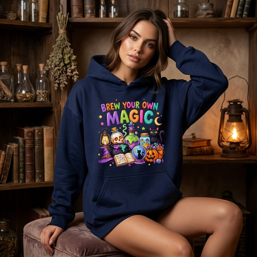 Brew Your Own Magic Halloween T-shirt Sweatshirt Hoodie – Whimsical Witchy Gift - mockup 3