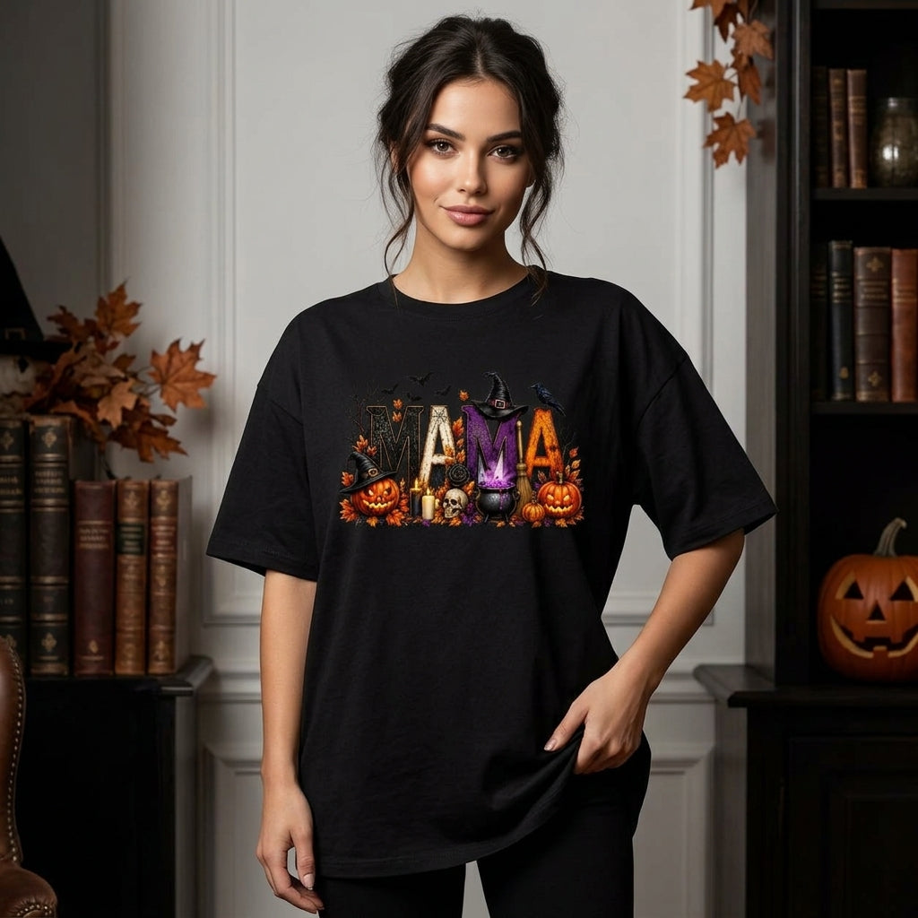 Spooky Mama Halloween Graphic T-shirt Sweatshirt Hoodie – Festive Fall Mom Gift - mockup 2