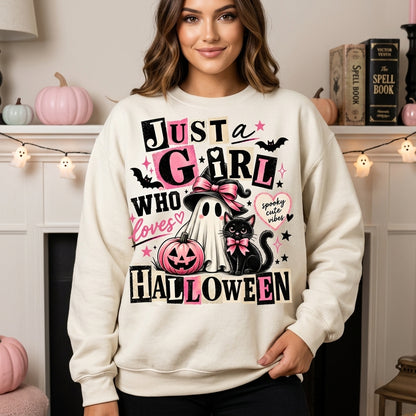 6 Halloween Just a Girl Who Loves Halloween T-shirt Sweatshirt Hoodie - mockup 1