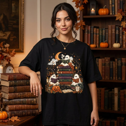 Spooky Ghost Reader Halloween Bookish T-shirt Sweatshirt Hoodie – Fantasy Romance Gift - mockup 2