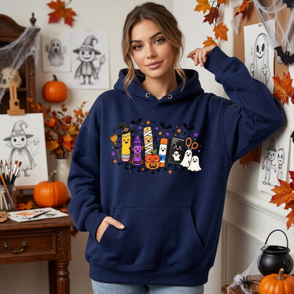 11 Halloween School Supplies T-shirt Sweatshirt Hoodie – Cute Teacher Gift - mockup 3