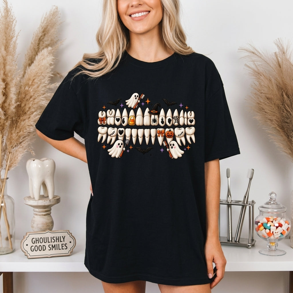 Spooky Season Tooth Halloween T-shirt Sweatshirt Hoodie – Gift for Dental Hygienists - mockup 2