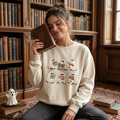 Ghost Reader Tee Literature T-shirt Sweatshirt Hoodie - Cute Halloween Book Lover Gift - mockup 1