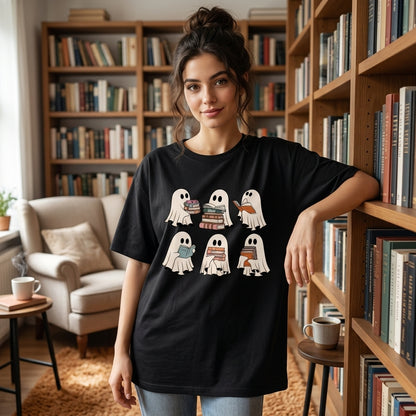 Ghost Reader Tee Literature T-shirt Sweatshirt Hoodie - Cute Halloween Book Lover Gift - mockup 2