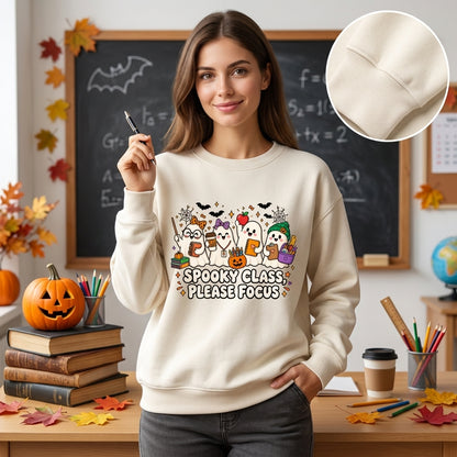 Spooky Class Please Focus Teacher Ghost T-shirt Sweatshirt Hoodie - Cute Halloween School Outfit - mockup 1