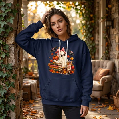 Retro Teacher Ghost Halloween T-shirt Sweatshirt Hoodie – Spooky Educator Fall School Apparel - mockup 3