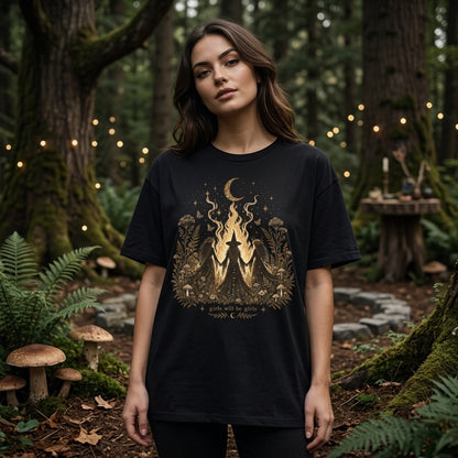 Vintage Girls Will Be Girls Witch Sweatshirt – Feminist Witchy Halloween Apparel - mockup 2