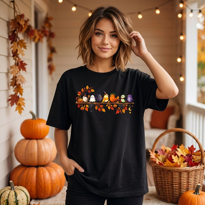 7 Halloween Bird Shirt - Cute Spooky Birds T-shirt Sweatshirt Hoodie for Fall - mockup 2