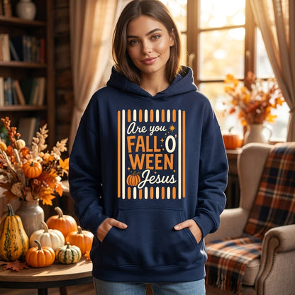 Are You Fall O' Ween Jesus Striped T-shirt Sweatshirt Hoodie - Christian Halloween Gift - mockup 3