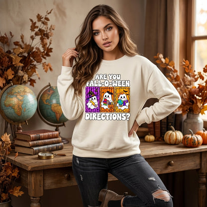 Are You Fall-O-Ween Directions Ghost T-shirt Sweatshirt Hoodie – Teacher Halloween Gift - mockup 2