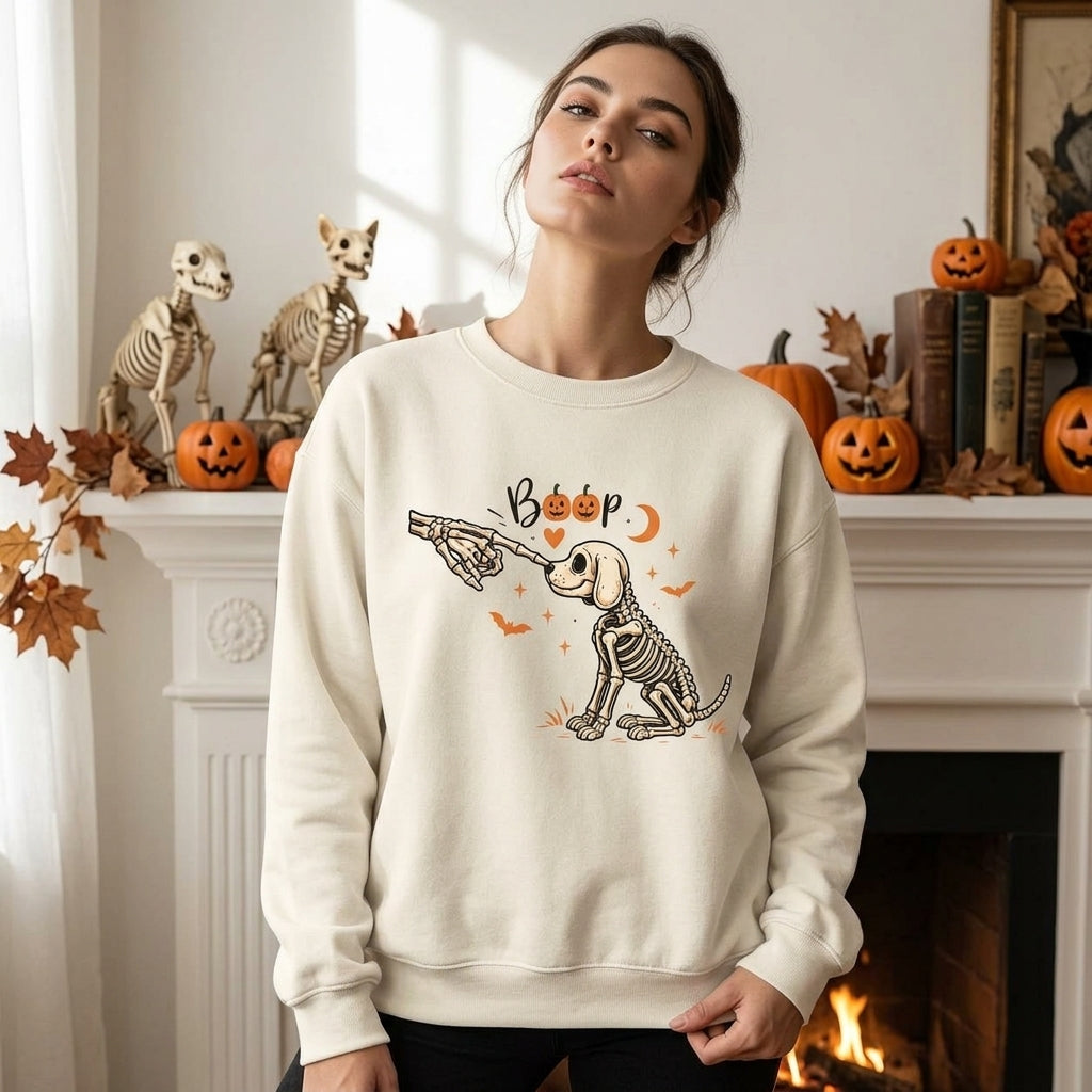 Spooky Skeleton Dog Boop T-shirt - Funny Halloween Tee & Sweatshirt for Dog Lovers - mockup 2