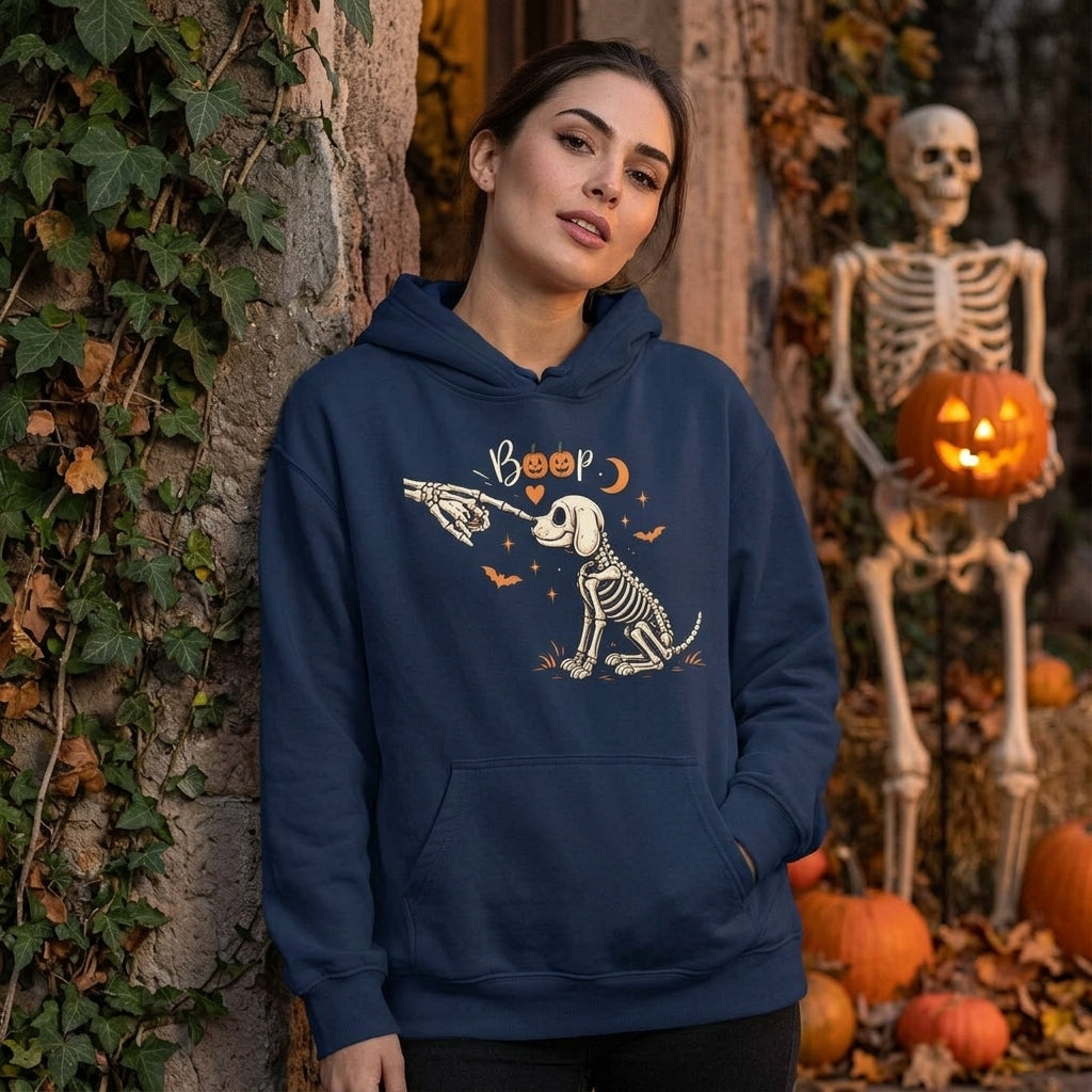 Spooky Skeleton Dog Boop T-shirt - Funny Halloween Tee & Sweatshirt for Dog Lovers - mockup 3