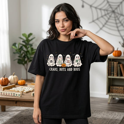 Halloween Mahjong Ghost Crak Dot Boo T-shirt Sweatshirt Hoodie - Funny Player Gift - mockup 1