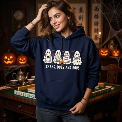 Halloween Mahjong Ghost Crak Dot Boo T-shirt Sweatshirt Hoodie - Funny Player Gift - mockup 3