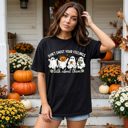 Don’t Ghost Your Feelings Funny Halloween T-shirt Sweatshirt Hoodie – Cute Spooky Ghost Gift - mockup 1