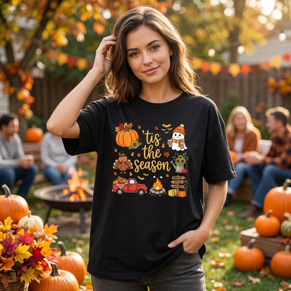 'Tis the Season Fall Hoodie - Halloween Thanksgiving Ghost Pumpkin T-shirt Sweatshirt Hoodie - mockup 1