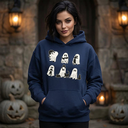Cute 7 Black Cat Ghost Funny Halloween T-shirt Sweatshirt Hoodie – Spooky Fall Gift - mockup 3