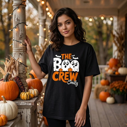 Custom Name The Boo Crew T-shirt Sweatshirt Hoodie – Personalized Family Halloween Shirt - mockup 1