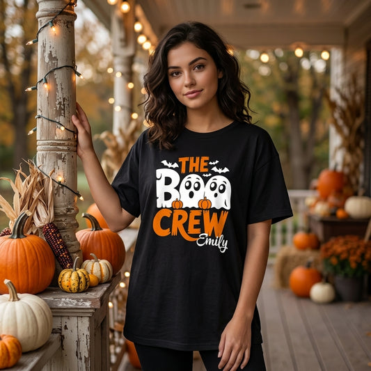 Custom Name The Boo Crew T-shirt Sweatshirt Hoodie – Personalized Family Halloween Shirt - mockup 1