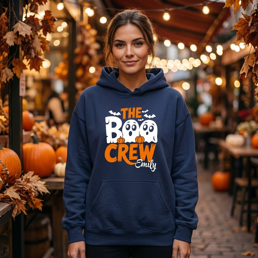 Custom Name The Boo Crew T-shirt Sweatshirt Hoodie – Personalized Family Halloween Shirt - mockup 3