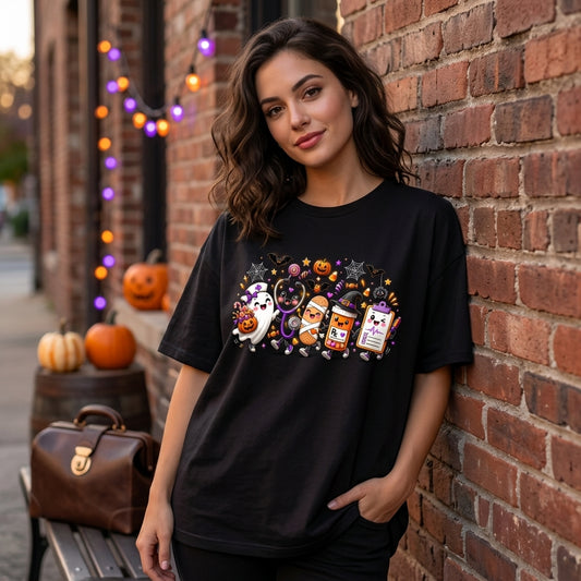 Cute Halloween Nurse Squad T-shirt Sweatshirt Hoodie - Spooky Nursing Gift for Healthcare Workers - mockup 1
