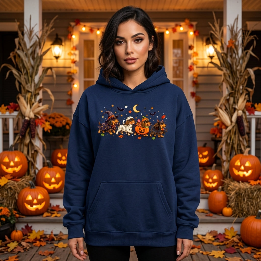 Cute Halloween Dachshund Costumes T-shirt Sweatshirt Hoodie – Dog Lover Gift - mockup 3