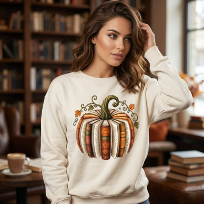 Fall Book Pumpkin T-shirt Sweatshirt Hoodie - Halloween Gift for Book Lovers - mockup 2