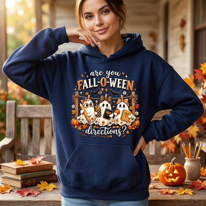 7 Halloween Teacher Fall-O-ween Directions T-shirt Sweatshirt Hoodie - Cute Ghost Gift - mockup 3