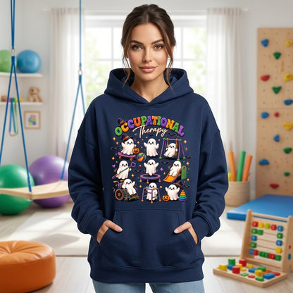 Spooky Ghost Pediatric Occupational Therapy Halloween T-shirt Sweatshirt Hoodie – OT Gift - mockup 3
