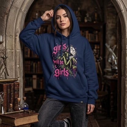 Girls Will Be Girls Praying Mantis Witchy Feminist T-shirt Sweatshirt Hoodie – Goth Graphic Tee - mockup 3
