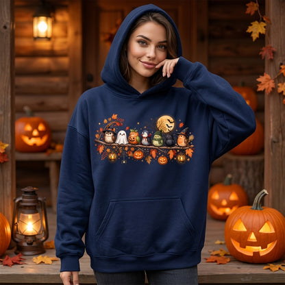 Halloween Birds on a Branch T-shirt Sweatshirt Hoodie – Cute Spooky Bird Lover Gift - mockup 2