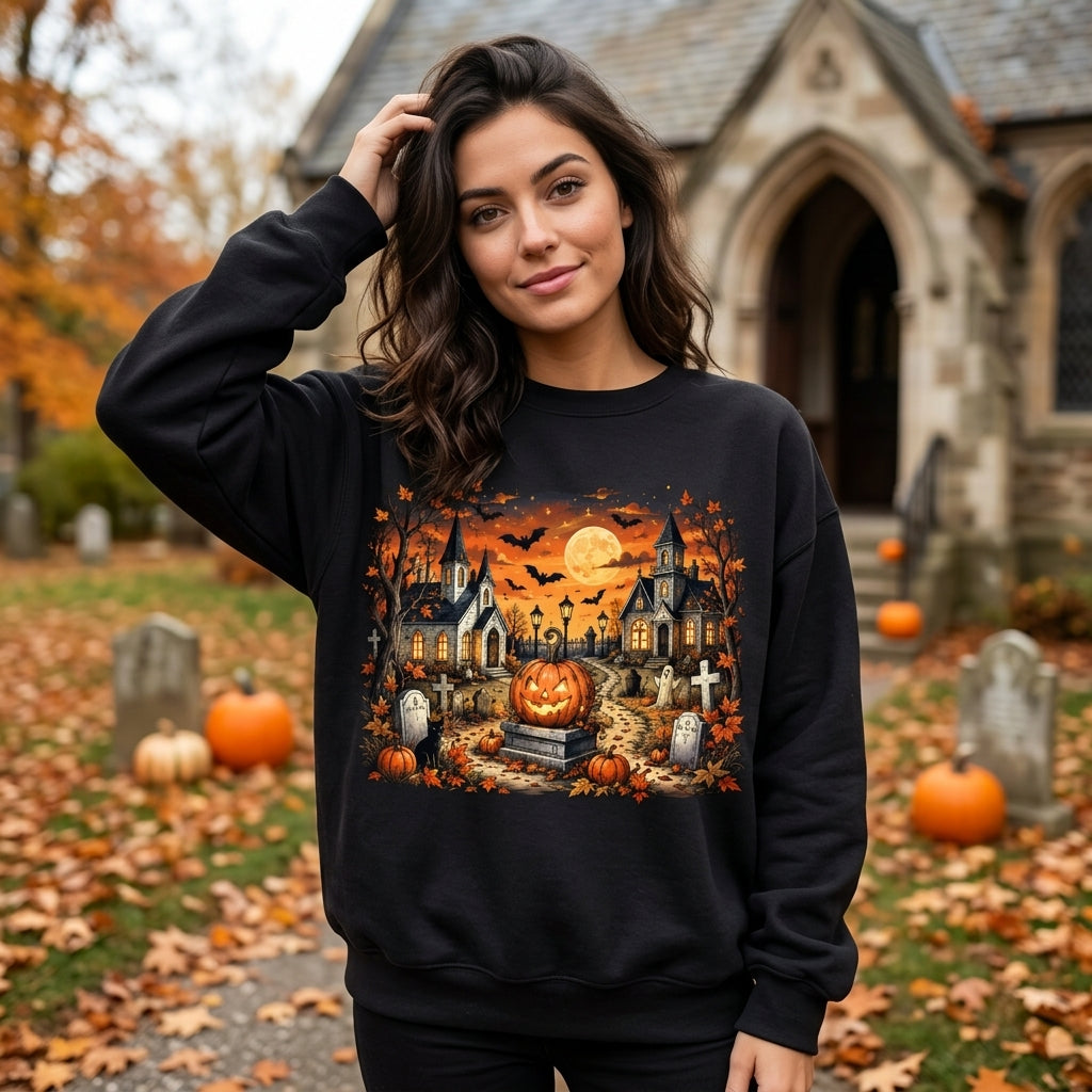 Vintage Halloweentown Est 1998 Spooky Scene T-shirt Sweatshirt Hoodie – Retro 90s Gift - mockup 1