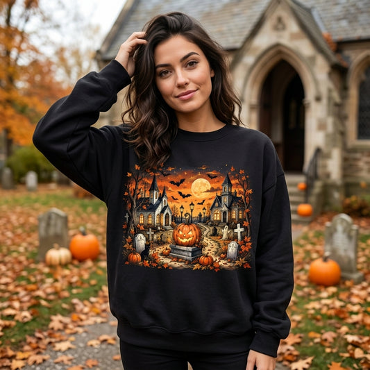 Vintage Halloweentown Est 1998 Spooky Scene T-shirt Sweatshirt Hoodie – Retro 90s Gift - mockup 1