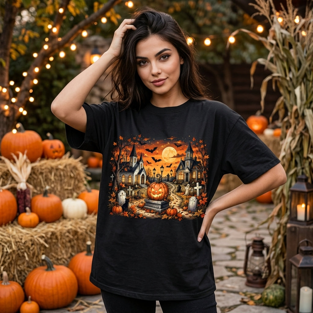 Vintage Halloweentown Est 1998 Spooky Scene T-shirt Sweatshirt Hoodie – Retro 90s Gift - mockup 3