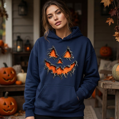 Reverse Applique Fall Pumpkin Design T-shirt Sweatshirt Hoodie - Rustic Halloween Graphic - mockup 2