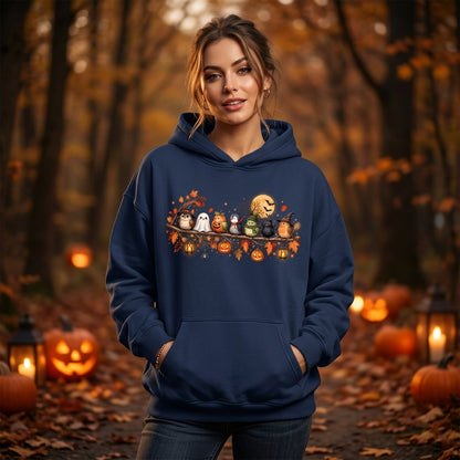 Cute Halloween Birds on a Branch T-shirt Sweatshirt Hoodie – Spooky Fall Bird Lover Gift - mockup 3