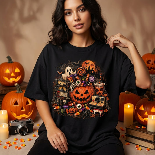 Vintage 90s Halloween Graphic T-shirt Sweatshirt Hoodie - Spooky Nostalgia Apparel - mockup 1