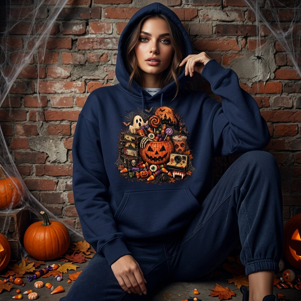 Vintage 90s Halloween Graphic T-shirt Sweatshirt Hoodie - Spooky Nostalgia Apparel - mockup 3