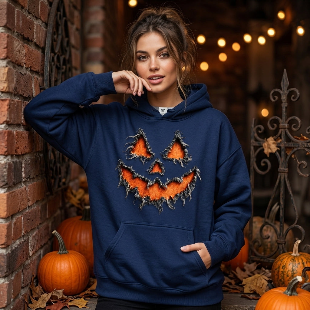 Reverse Applique Fall Pumpkin Design T-shirt Sweatshirt Hoodie – Rustic Autumn Graphic - mockup 3