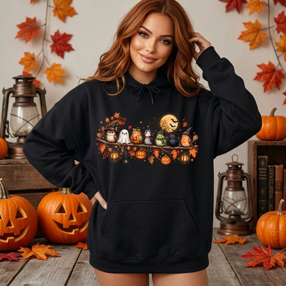 Cute Halloween Birds on a Branch T-shirt Sweatshirt Hoodie – Fall Spooky Season Gift - mockup 1
